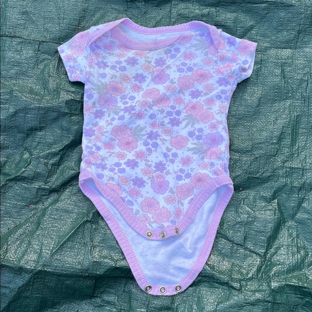 Mon Cheri Pink and Purple Baby Onesie
